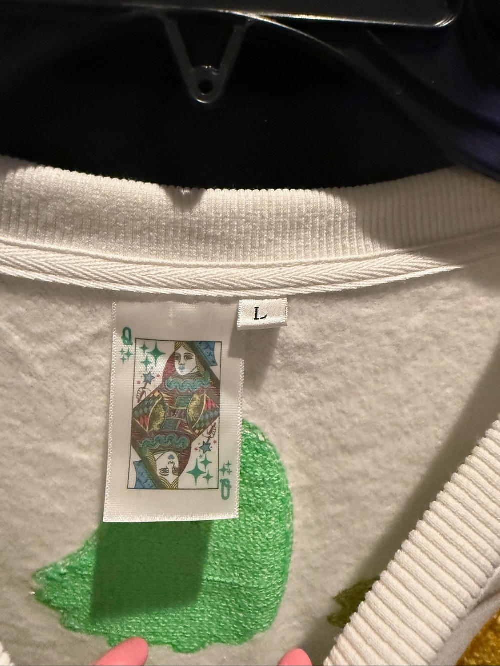 QUEEN OF SPARKLES White Sweatshirt with Multicolor Terry Ghosts - Picture 3 of 4